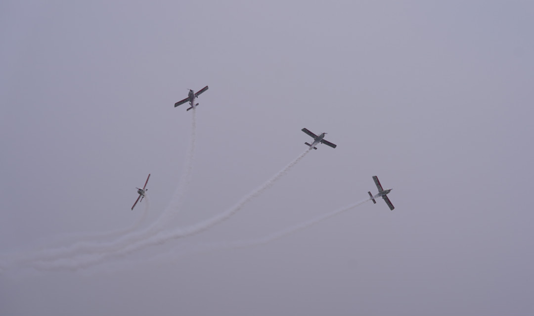 必发四机航行编队惊艳尧城（太原）国际通用航空航行大会